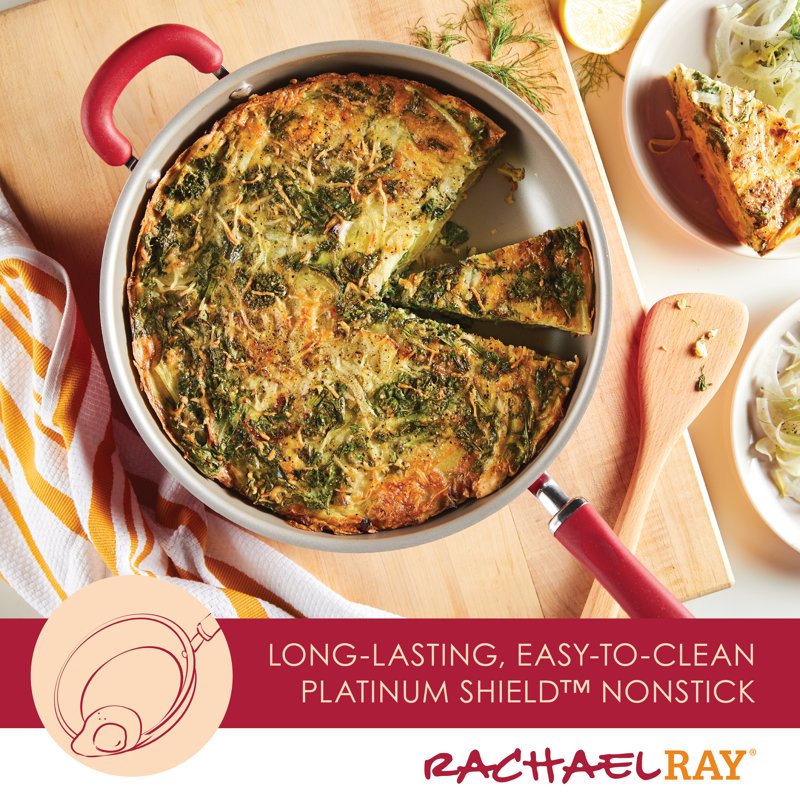 Rachael Ray Create Delicious Nonstick Deep Frying Pan / Skillet, 12.5 Inch, Red Shimmer