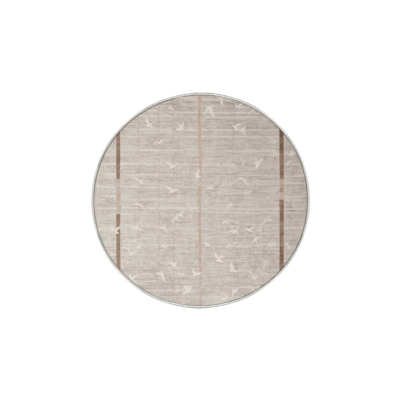 Machine Washable Beige Area Rug, Round 7'