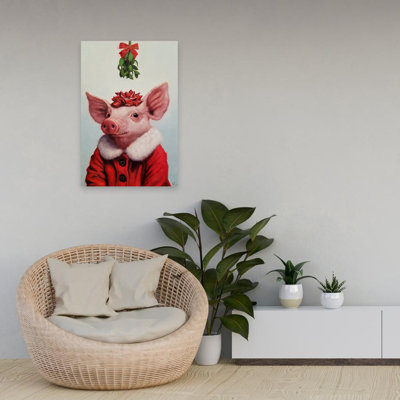 Anticipation - enfants, animaux, urbain, pop, surréalisme, humour, cochons, fêtes, art de Noël