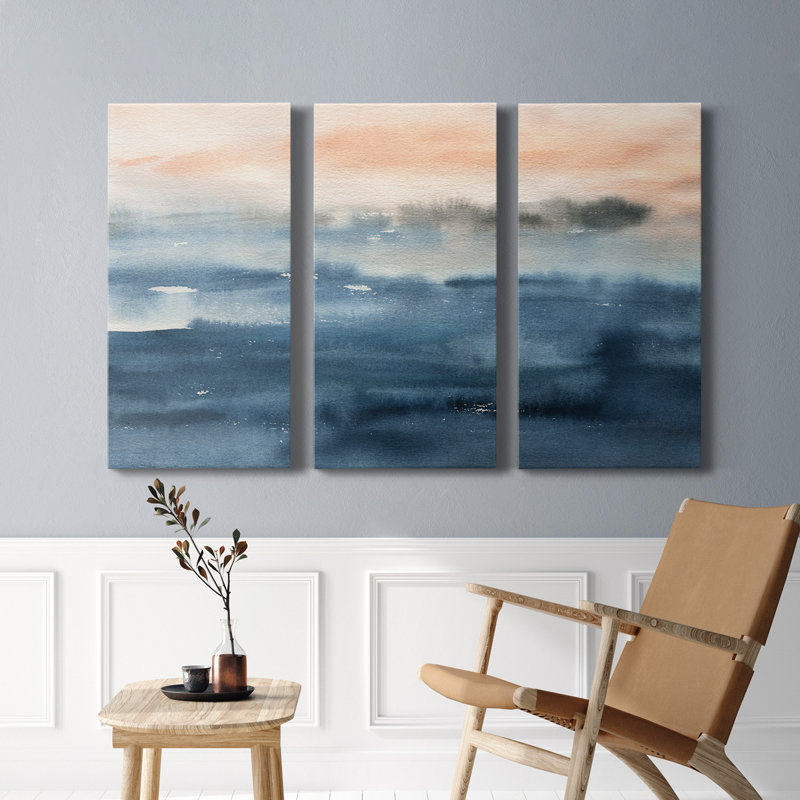 Lake Sunrise - peinture sur toile tendue 3 pièces, H 12 po x l 24 po x P 1 po