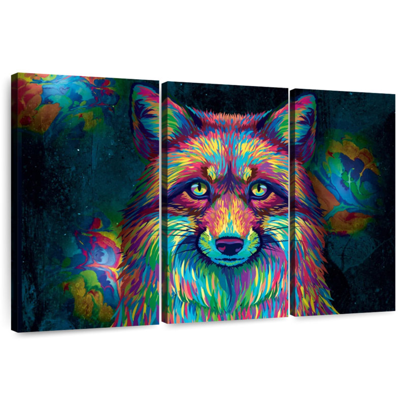 Brampt Rainbow Colored Fox, 24" H x 38" W