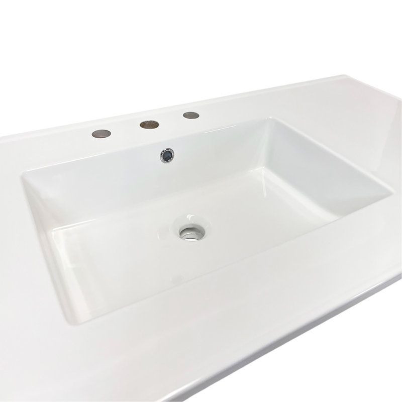 Plateau en porcelaine vitrifiée avec 3 trous de robinet, Centres de 8 po