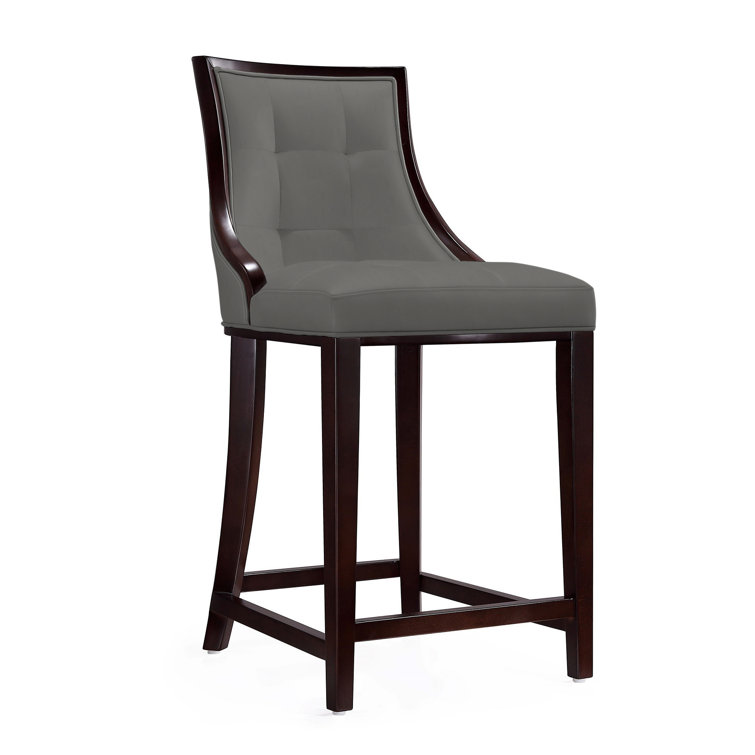 Upholstered Counter Stool with Solid Wood Frame