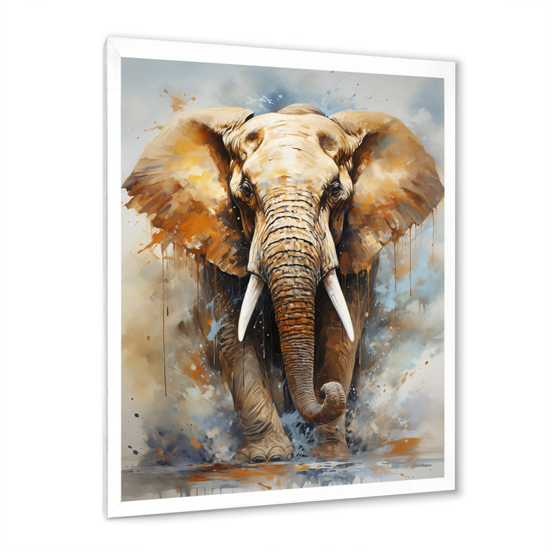 Magnifique portrait d'éléphant I, Cadre simple blanc, H 44 po x l 34 po x P 1,5 po