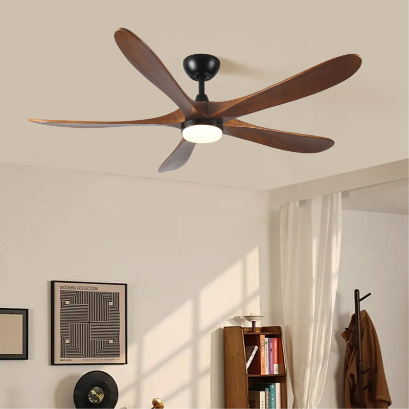 Ventilateur de plafond 5 pales en bois massif 52 pouces