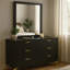 Commode large Dle avec miroir, pieds dorés, finition noire moderne-117056031