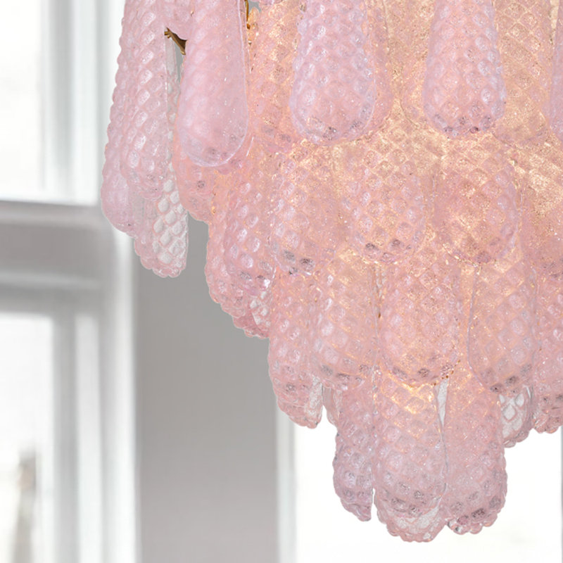 Lustre en laiton vieilli 16 lumières Michailo, Rosé