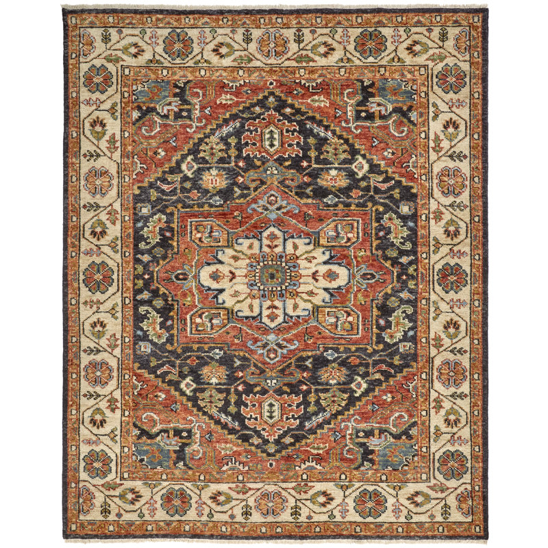 Carrington Wool Oriental Area Rug in Red, Rectangle 2' x 3'