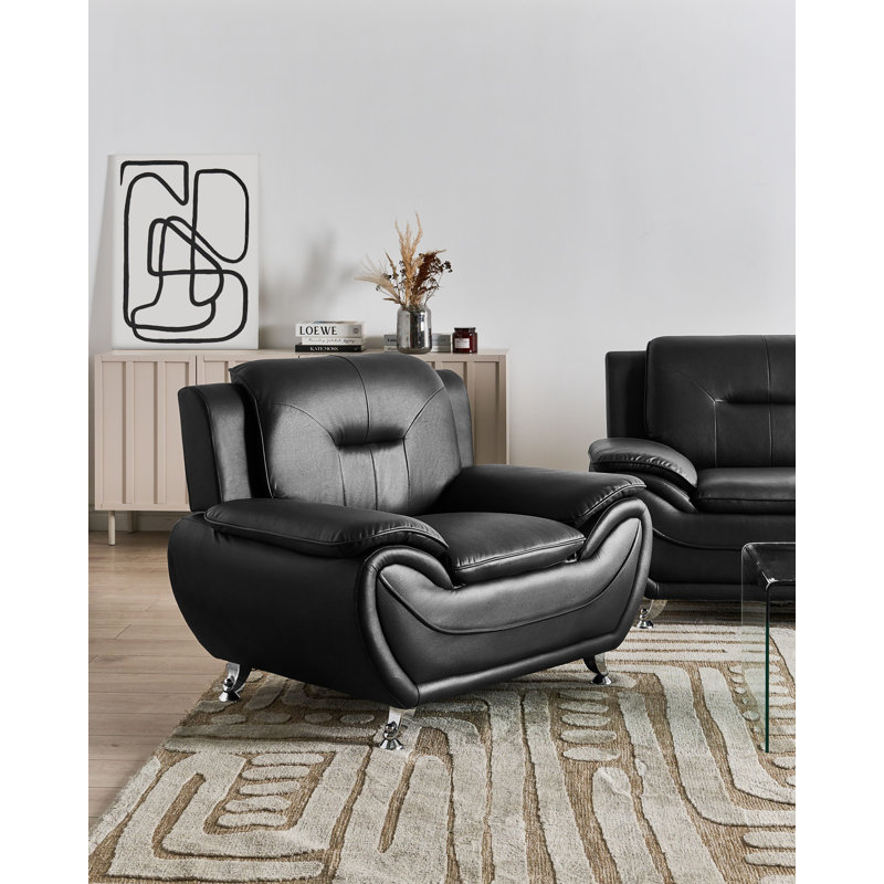 Armchair LEIRA Faux Leather, Black
