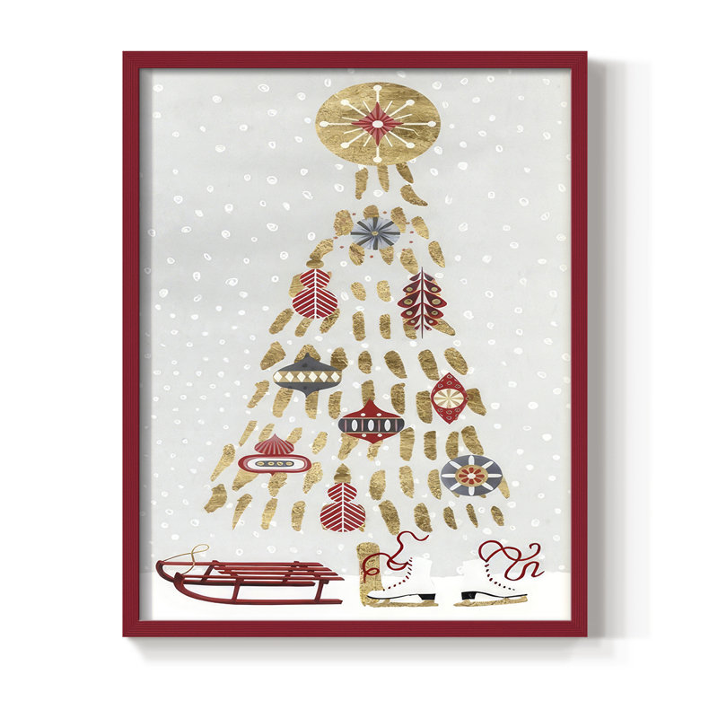 «Christmas Chalet Collection», reproduction encadrée B - Bois massif, H 30 po x l 24 po, Rouge