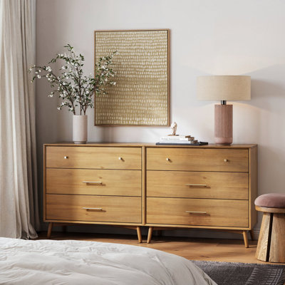 Mid Century Modern Dresser With 3 Drawers And Metal Drawer Pulls