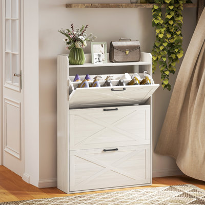 Armoire à chaussures étroite Grain de bois