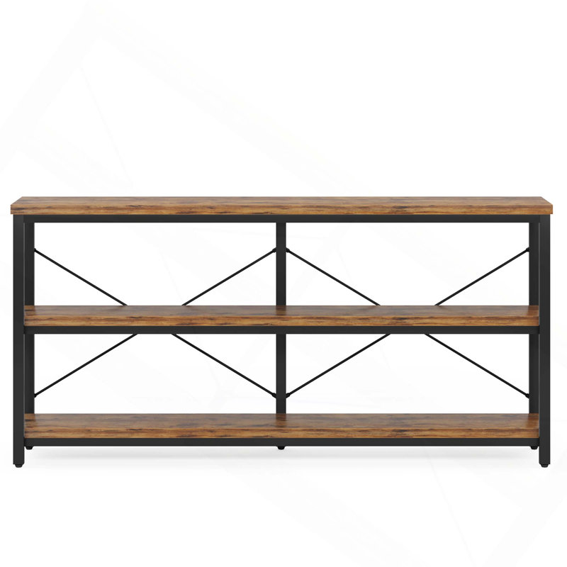 Stylish Industrial 3-Tier Console Table With Storage Shelves, Perfect For Living Room And Hallway Organization