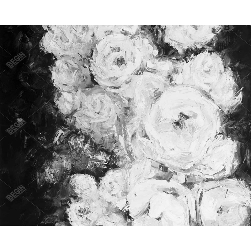 Monochrome Rose Garden Print On Canvas