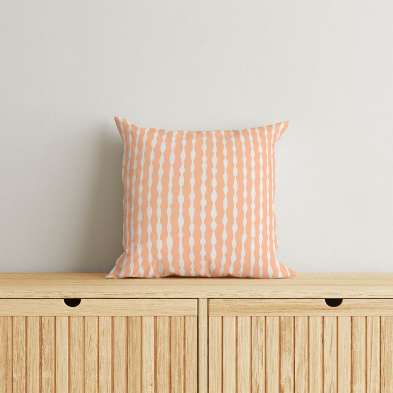 Play way Throw Pillow, Peach/Orange Striped, 20"H x 20"W