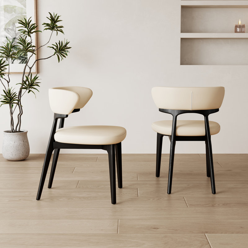Two sets of solid wood dining chairs with backrest