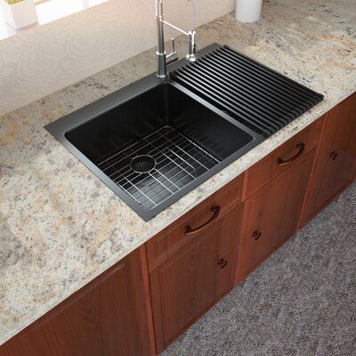 33"" L x 22"" W Doubel Basin Drop-in Kitchen Sink with Sink Grid and Drain Assembly -  Lordear, H-LTB3322R2-64