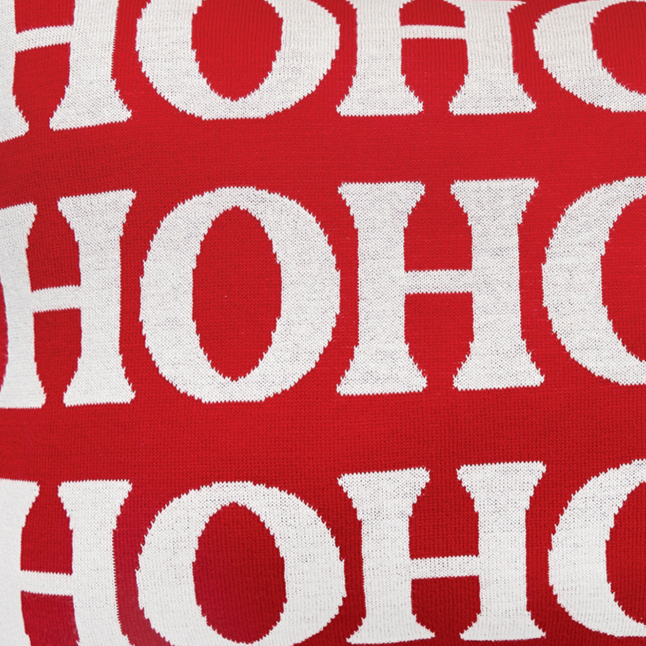 Alura 24" x 24" Cotton Throw Pillow,  Ho Ho Ho Reversible Knitted