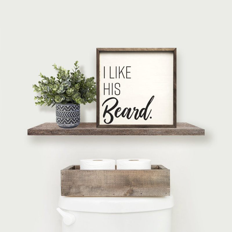 I Like His Beard White, 4" H x 4" W