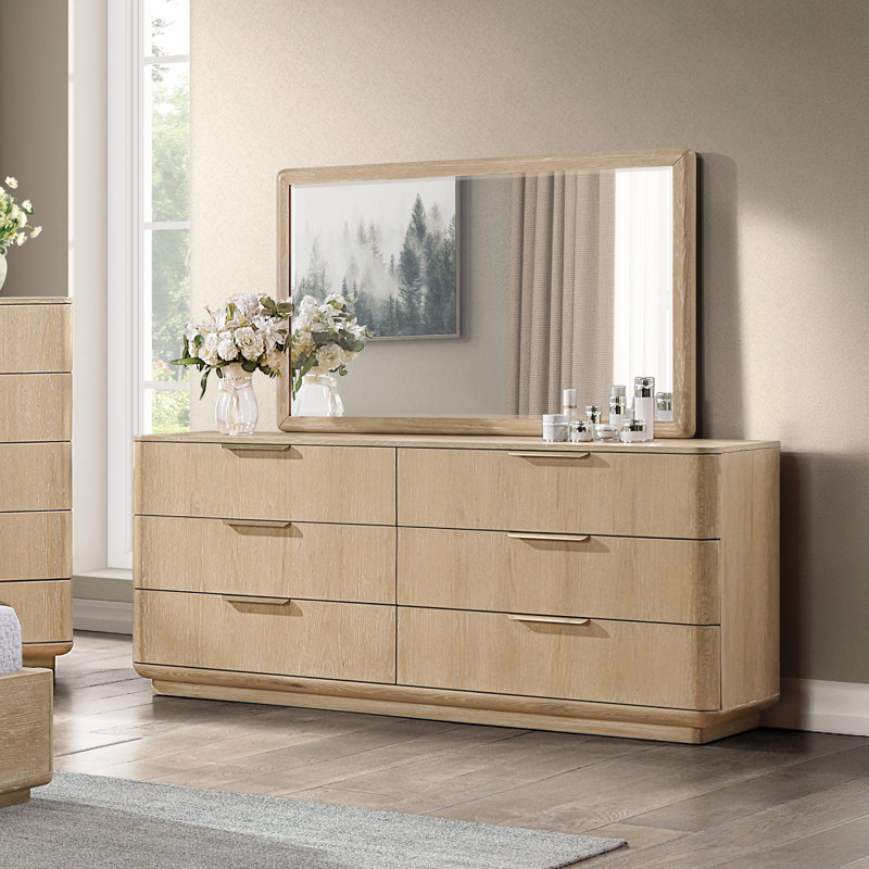 Commode Pauline à 6 tiroirs avec miroir