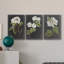 «Dramatic White Flowers I», ensemble de 3 impressions sur toile tendue-77262281