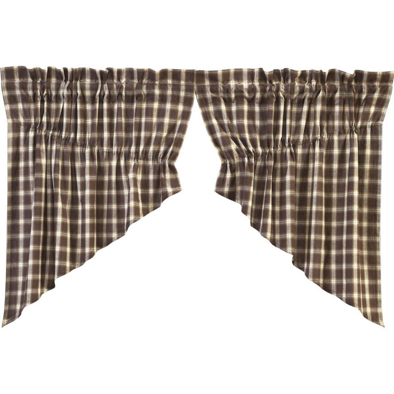 Dissay Cotton Plaid Swag Kitchen Curtain