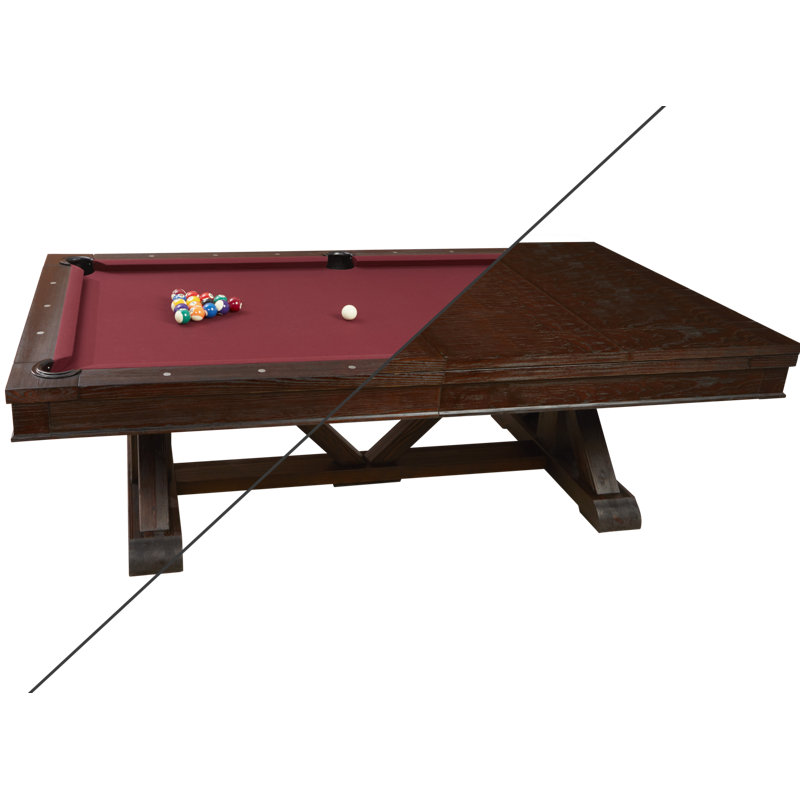 Playcraft Brazos River 8' Slate Pool Table With Dining Top & Benches/Professional Installation Included, Black