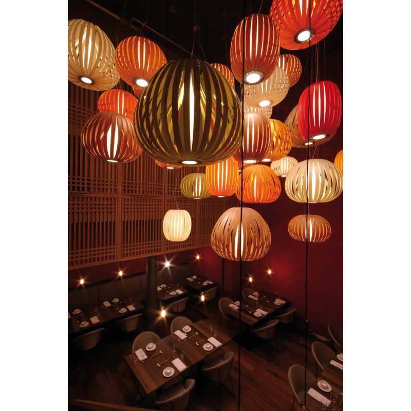 Poppy 1 - Light Pendant, E26/Medium, Natural Cherry, 17" H x 24.8" W x 24.8" D