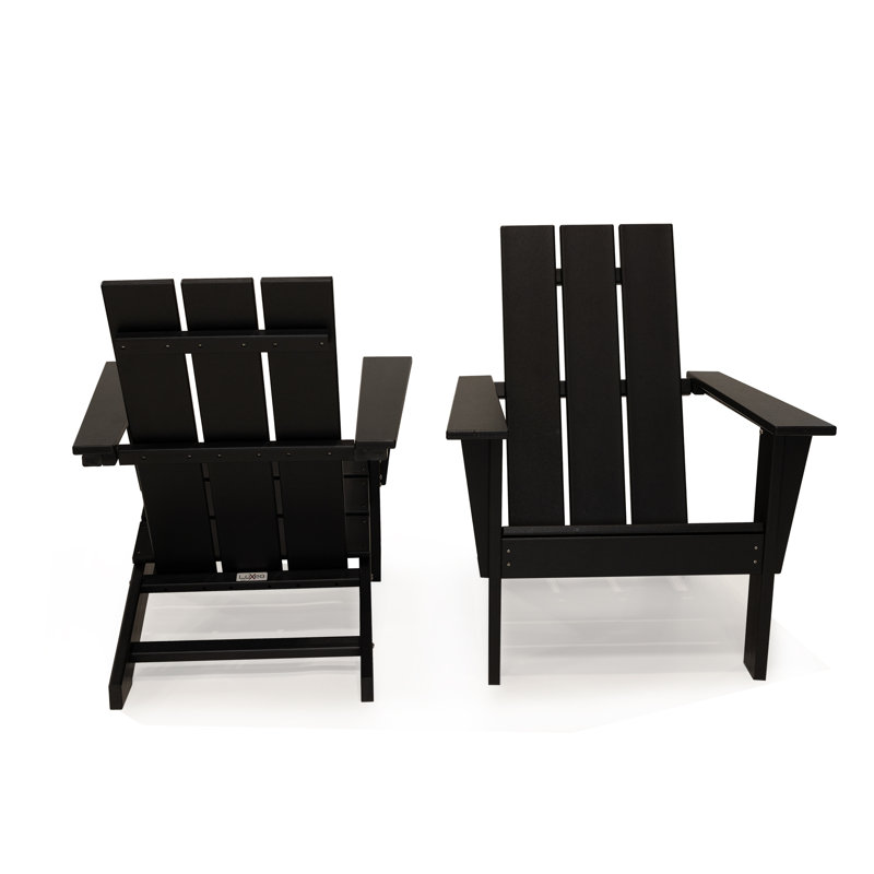 LuXeo Arcadia HDPE Outdoor Adirondack Chair, Black