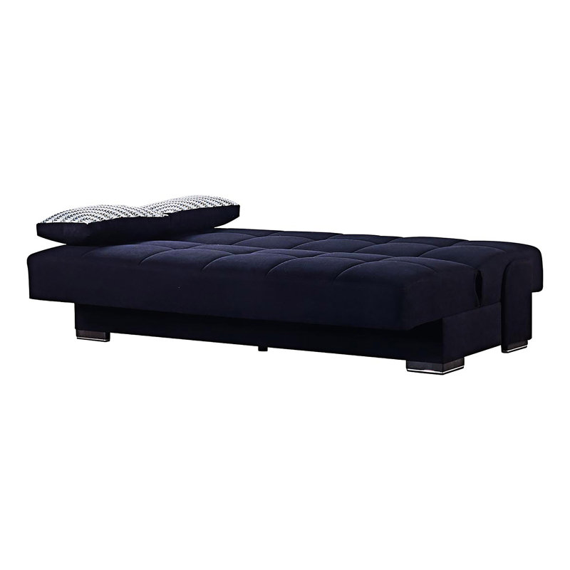 Canapé-lit rembourré convertible avec rangement, Noir