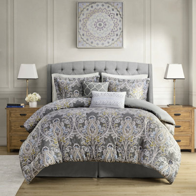 100% Cotton Comforter King Grey - Allergen- Filling In Bedding