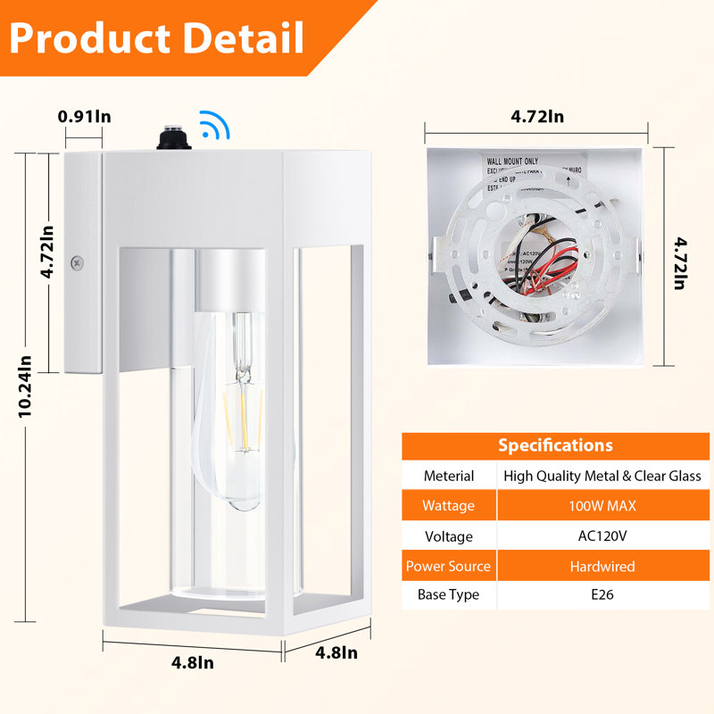 Dusk To Dawn Elegant Outdoor Wall Lights With Light-Sensing Technology 2-Pack, Natural