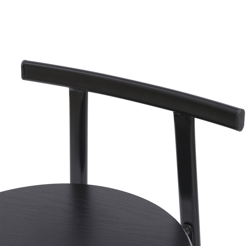 27''H Barstool Set Of 3 Wooden Round Bar Stools With Footrest Modern Kitchen Chairs For Counter