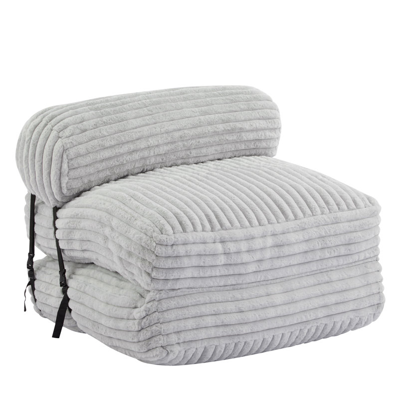 Indoor Foldbable Bean Bag Lounge Chair, Light Gray