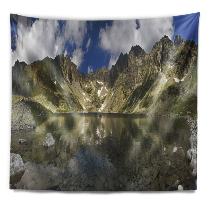 Paysage paysage de montagne avec tapisserie, H 32 po x l 39 po