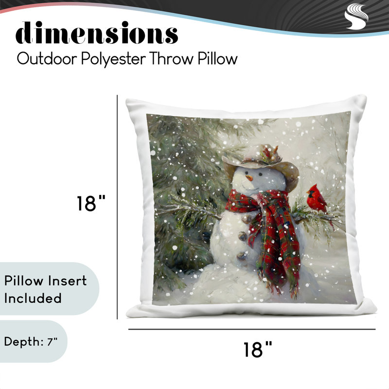 Coussin Cowboy Snowman & Cardinal, imprimé par Tina LeCour, 18 x 7 x 18
