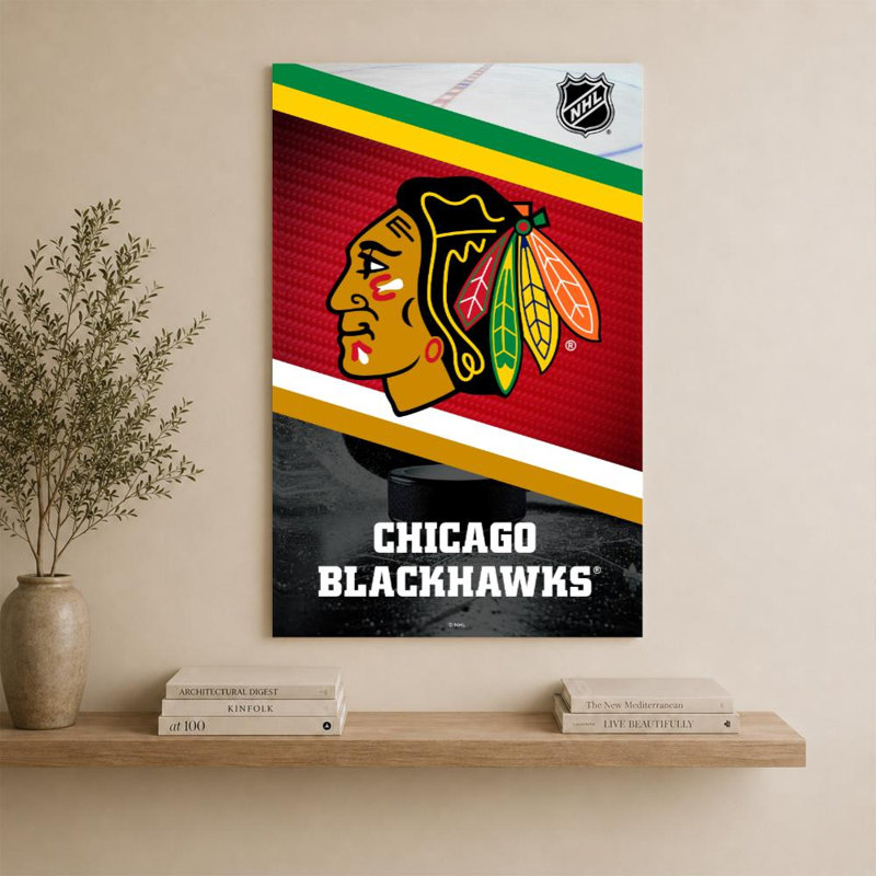 Décoration murale des Blackhawks de Chicago (NHL), H 60 po x l 40 po, Toile tendue, Ne s’applique pas