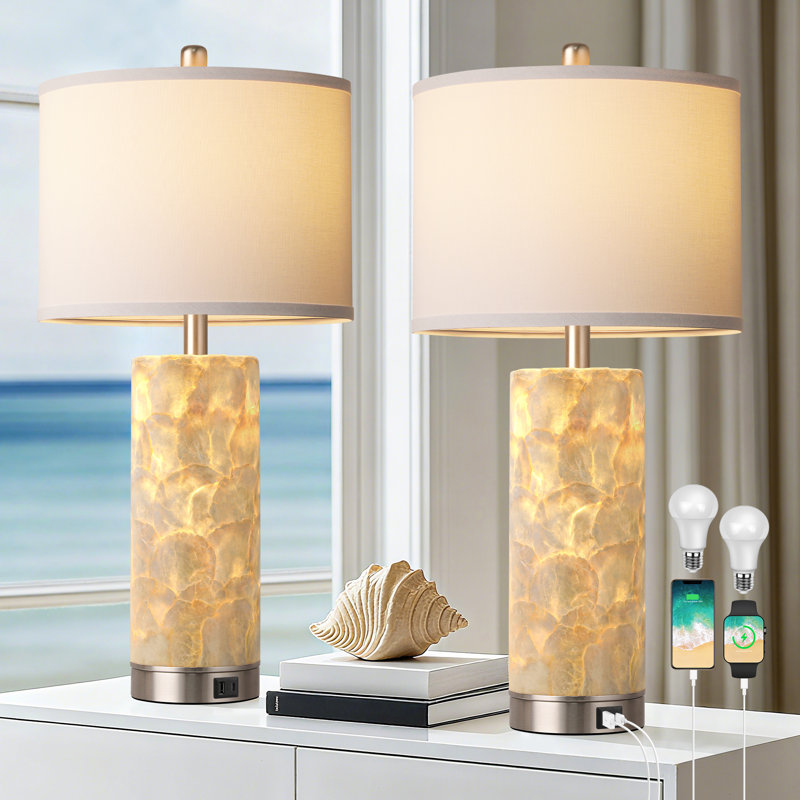 Ensemble de 2 lampes de table 27 po Coastal pour salon avec lampes de chevet et veilleuse