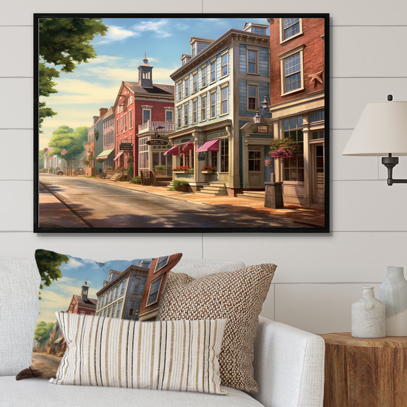 Connecticut's Village Charm, reproduction sur toile encadrée, H 24 po x l 32 po x P 1 po, Cadre flottant noir