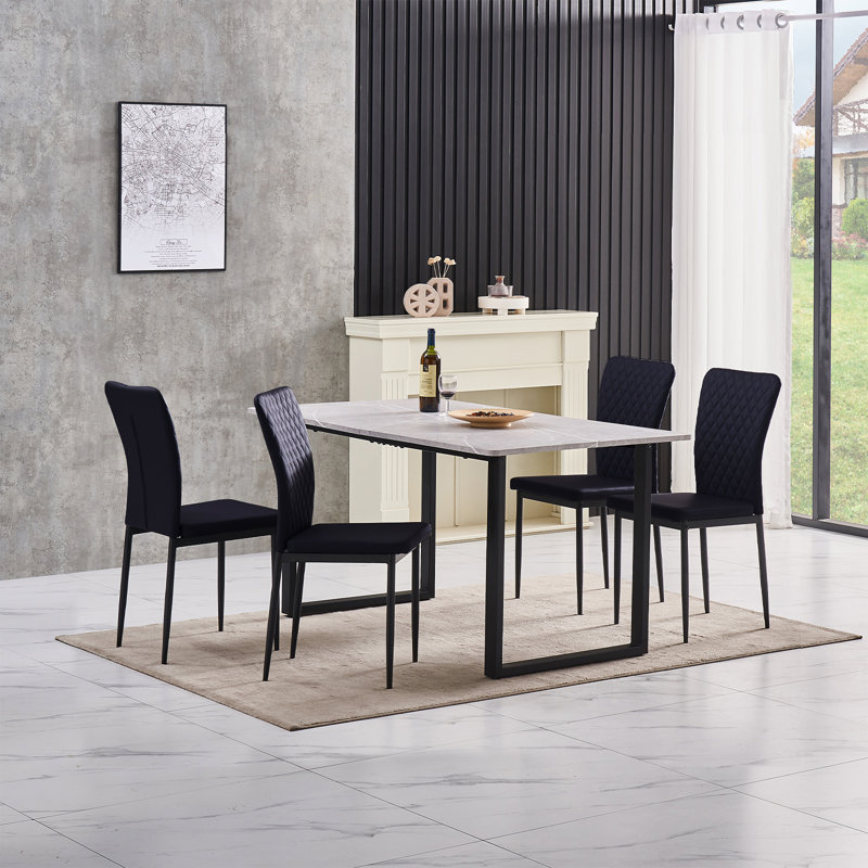 Lelania Modern Faux Leather Upholstered Dining Chairs, Black