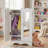 Doll Armoire, Doll Fancy Closet With Mirror 6 Hangers 18 Inch Doll Clothes Storage Furniture Wardrobe For Over 3 Years Kids White