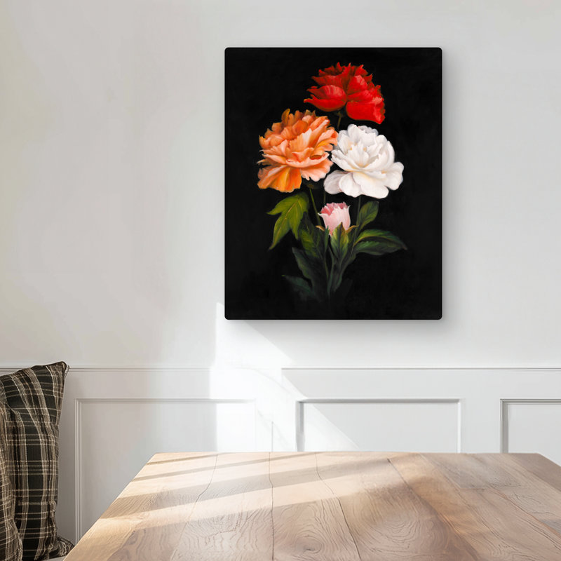 Three Beautiful Rose Flowers - Romantic Metal Print Decor