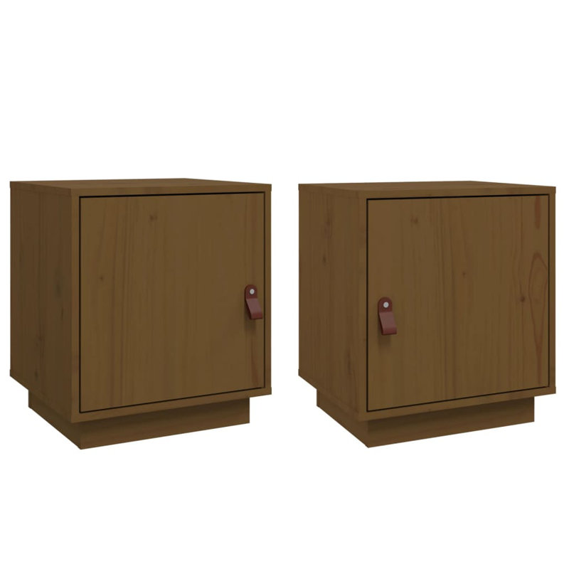 Solid Wood Bedside Table, Honey Brown
