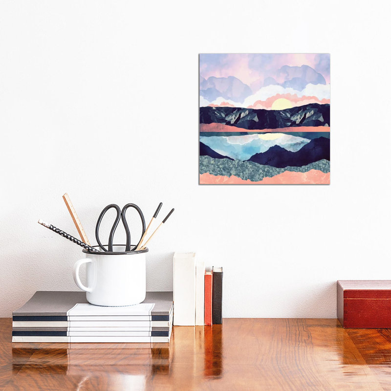Lake Reflection - impression d'art graphique, Sans mat, Toile tendue, H 12 po x l 12 po x P 0,75 po