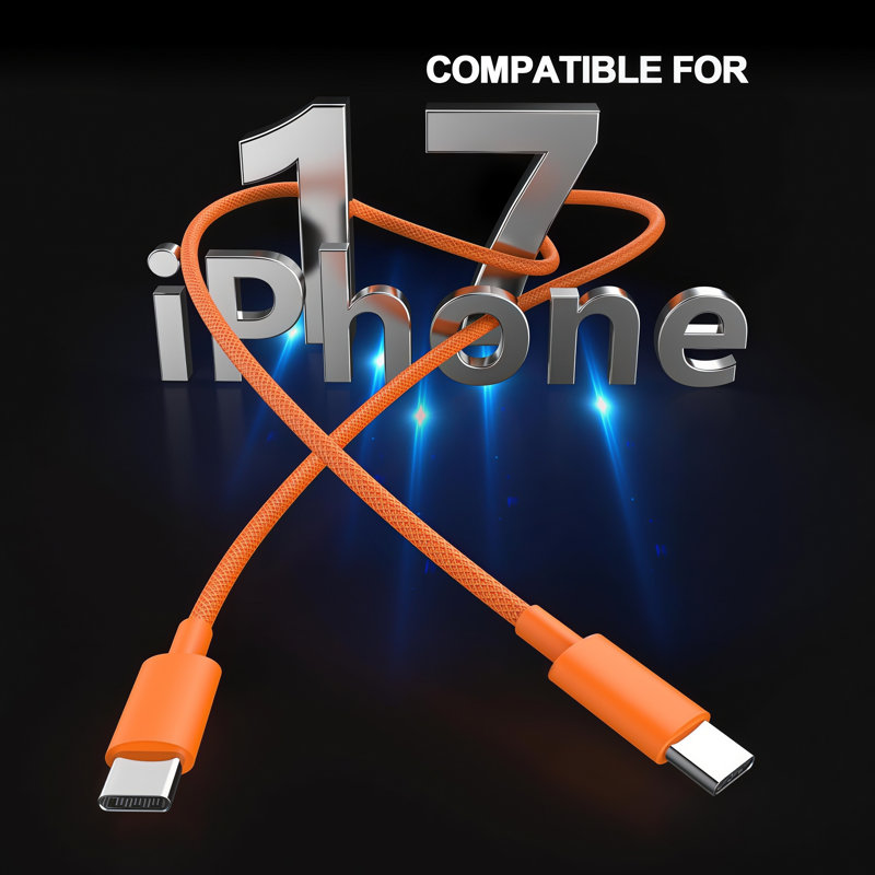Câble de charge tressé USB-C vers USB-C, chargeur rapide PD 60 W, 1 m, orange, lot de 2, pour iPhone 15/16/17, iPad, Samsung et autres appareils USB-C