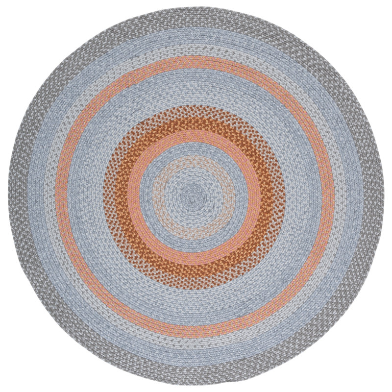 Flewellyn Woven Performance Machine Washable Performance Geometric Indoor/Outdoor Area Rug, Round 5'