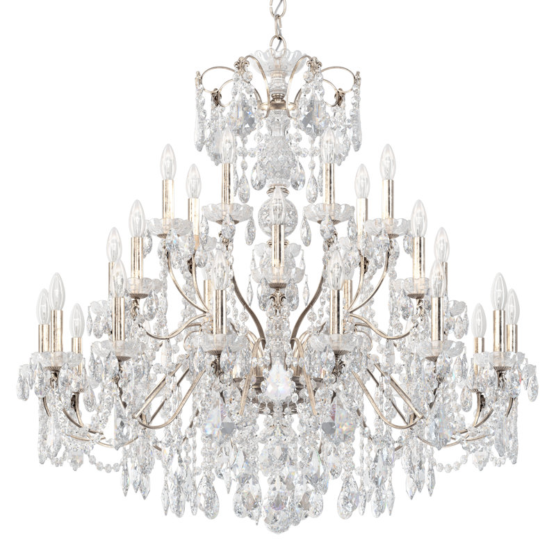 Century 28 - Light Glass Chandelier, Antique Silver