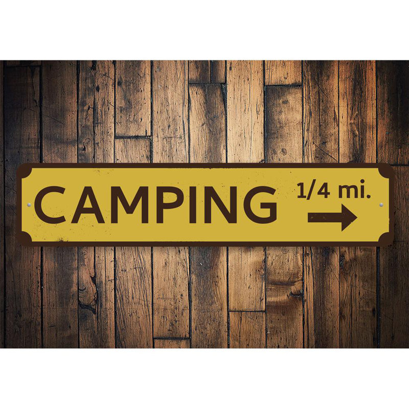 Panneau de camping personnalisé en aluminium, H 4 po x l 18 po x P 0,04 po