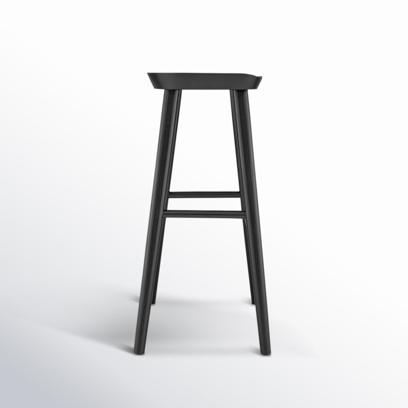 Anzie Wood Backless Saddle Stool, Bar Stool (29.3" Seat Height), Black