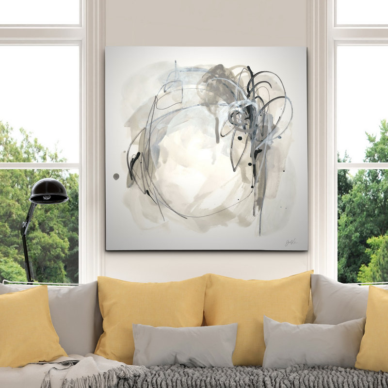 'Monochrome Diaspora I' Painting, 40" H x 40" W x 1.5" D, Wrapped Canvas